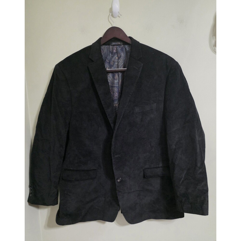 Ralph Lauren Black Label Suede Elbow Patch Black Corduroy Blazer Jacket 50L